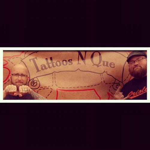 TattoosNQue's profile picture. Tattoos N Que is a competition BBQ team. We love tattoos & BBQ! Members: @SBQue @ricktatsPA @sumo71