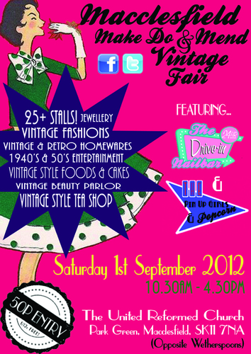 Macclesfield's very first and only Vintage Fair! Stalls, Beauty Parlor, Nailbar, Tea Shop & Entertainment! Sat 1st Sept!!