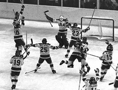 Celebrating the greatest moment in sports history, the Miracle On Ice at Lake Placid, NY