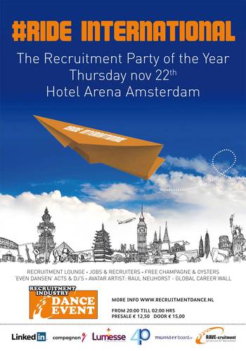 RIDE - The Recruitment Network Party - Thu 22-11-'12 Hotel Arena Amsterdam. Theme International. Hashtag #RIDE
