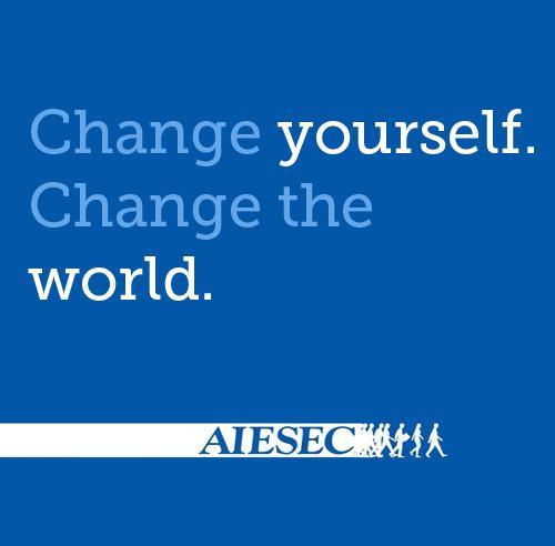 AIESEC é uma rede global formada por jovens universitários e recém-graduados, que visa impactar positivamente o mundo.