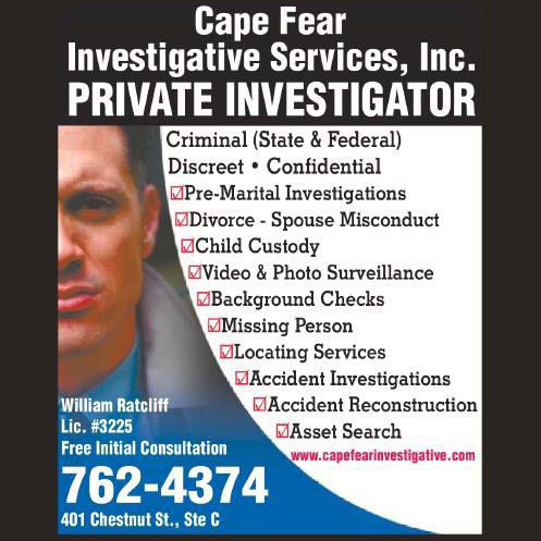 A licensed investigative agency serving private investigative services to governments, businesses and individuals in the Southeastern North Carolina region.
