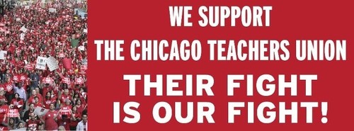 Educators showing our support for Chicago Teachers' Union members in their struggle for a #faircontractnow.  Follow us - and show your solidarity.