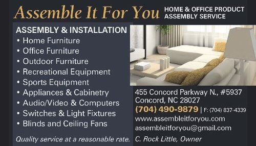 assembleitforu's profile picture. Assemble It For You. Where You Buy It We'll Assemble It For You