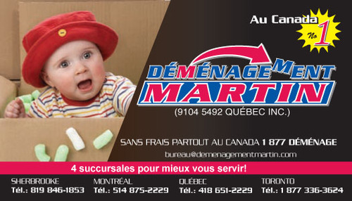 Entreprise de déménagement présente partout au Québec, pour déménagements locaux ou longue-distance, résidentiels ou commerciaux. Appelez-nous au 1-877-336-3624