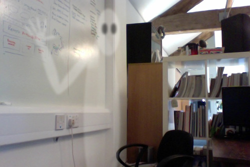 Woooooh I haunt the rafters of Studio 5 woohh! Oops sorry about knocking that over, sorry!