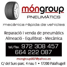 Pneumàtics Móngroup Palafrugell. Reparació i venda de pneumàtics. Alineació, equilibrat i mecànica. C/ del Suro, parc 4, nau 1. 972 30 84 57.