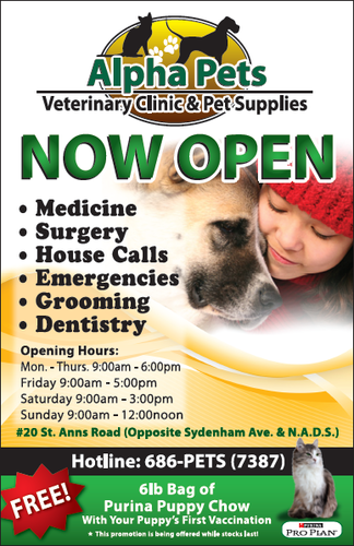 Alpha Pets is a veterinary clinic located in St. Ann's, Trinidad and Tobago. We provide veterinary services and pet supplies.