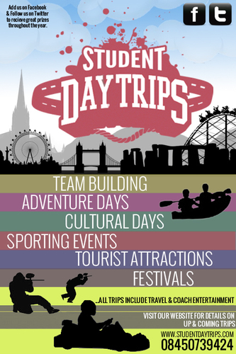 Day Trips for students! Theme Parks, Water Parks, city trips, Go Karting, Paintballing and much more! All travel included + great entertainment on the coach!