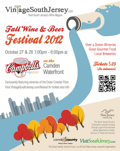 @visitsjersey presents the @VintageSJwine Fall Wine and Beer Festival on 10/27 & 10/28 from 12-5pm. Featuring wines of the Outer Coastal Plain.