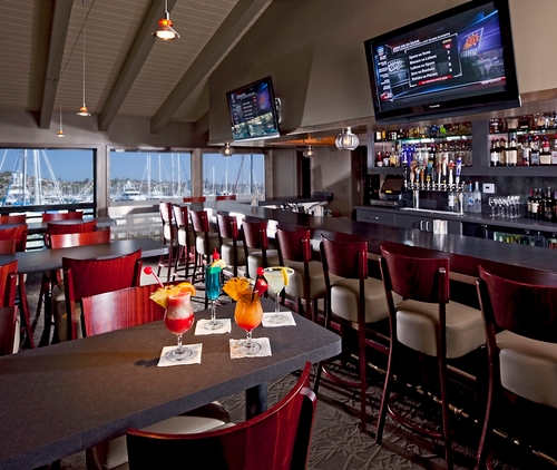 The Blue Wave Bar and Grill- located at the Island Palms Hotel and Marina on Shelter Island, San Diego.. Wonderful food, great bar, with an incredible view!