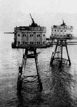 We are the Maunsell Sea Forts, army & navy, built off the coast of Britain during #WW2 to defend against Luftwaffe air raids/mine laying. Sadly neglected since.