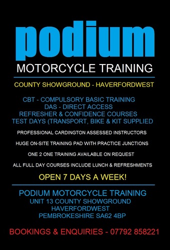 Motorcycle Training Company based in Haverfordwest, Pembrokeshire. Taster session and CBT, right through to DAS. We pride ouselves being set apart from the rest