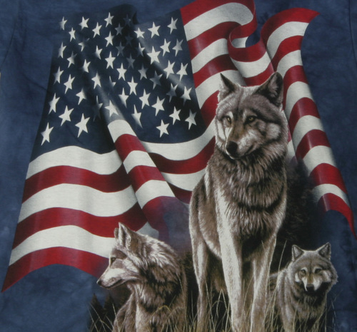 Merica: Land of wolf t-shirts and camouflage. Grown in America cause no where else was awesome enough.