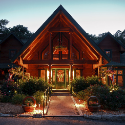 Log home bed and breakfast and event center in Manhattan, Kansas combining rustic simplicity with modern comforts and conveniences.
