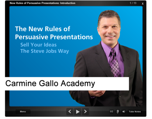 The Carmine Gallo Academy is the go to eLearning source for people who want to take their presentation skills to the next level.