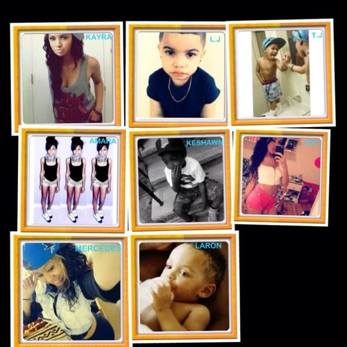 Amara+Sheen=Keshawn, Mercedes+Prince=Laron,
Airy+Ray, 
Kayra=T.J + L.J