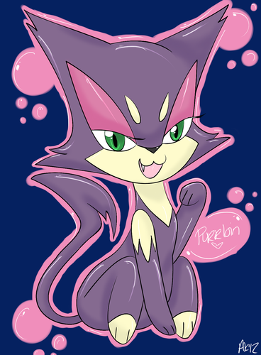Hey Im Azula the Purrloin! I steal stuff.. #Female Trainer: @LyraJohto251 My Moves are: ShadowClaw, Dig, ShadowBall, and Assist. #GijinkaInHiding...