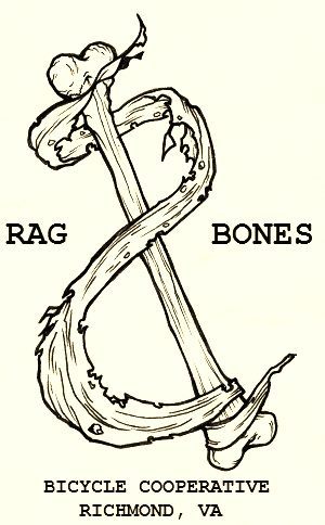 Rag & Bones is a DIY community bicycle repair shop, building and learning space run by volunteers. Located at 3110 Leigh St. in Scott's Addition