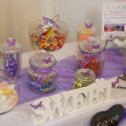 We are a  pre-filled sweetie cone supplier what include themed tags & coloured ribbon and we hire out candy buffets for weddings, christenings, birthdays.