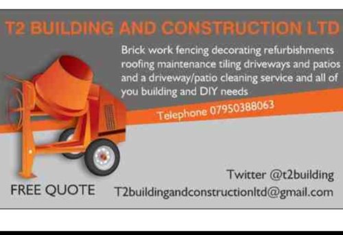 t2building's profile picture. T2buildingandconstruction is the perfect service for all your building needs brickwork refurbishments carpentry driveways and patios decorating and much more