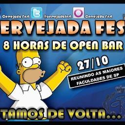 CERVEJADA FEST - 27/10 
8hs DE OPEN BAR : ITAIPAVA , ORLOFF , JURUPINGA , ENERGÉTICO CATUABA.
PAGODE E SERTANEJO
Sítio São Pedro Km. 21 Rod. Anhenguera.
