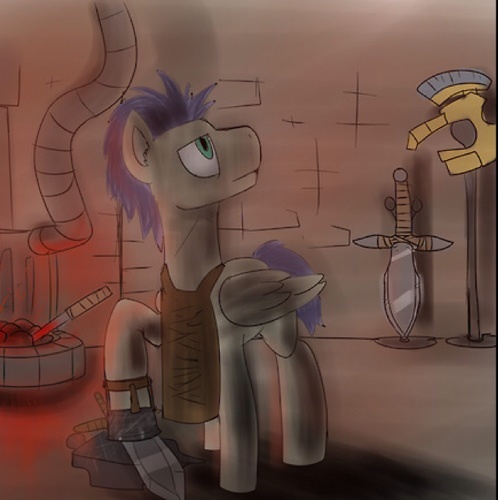 Hey, I'm Burnbell I'm a local blacksmith for Ponyville. Stop by my shop some time!
((Rp))