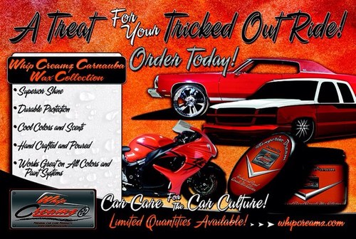 WhipCreamz is like candy for your car's paint finish! it delivers a protective coating & one sweet shine. It's the perfect topping for your Rod or Custom.