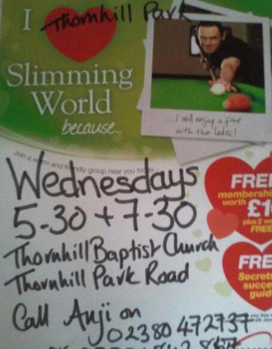 anjislimWorld's profile picture. Slimming World Consultant Thornhill Park - Thornhill Baptist Church Wednesdays 5.30 & 7.30pm