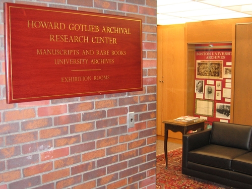 The Howard Gotlieb Archival Research Center: collecting & exhibiting the papers of celebrated individuals for over 50 years! 

Email us at archives@bu.edu