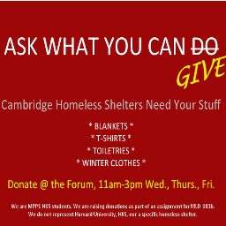 AlphaDrive2012's profile picture. Ask what you can give: Clothing and toiletries drive in JFK Forum Oct. 3-5