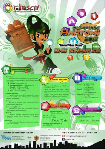 Gadjah Mada Indonesian Medical Science Olympiad 2012 by FK UGM. Olimpiade Anatomi PERTAMA di Indonesia. http://t.co/Ll70aReb