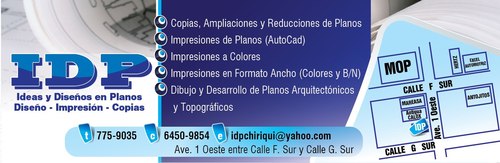 Ideas y Diseños en Planos. Empresa dedicada a la confección, impresión y copias de planos arquitectónicos y topográficos en la ciudad de David, Chiriquí