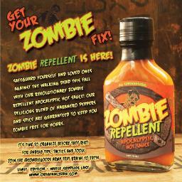 Our secret formula is guaranteed to keep Zombies at bay.  Apply to directly to your foods to provide hours of protection.