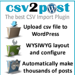 CSV2POST's profile picture. Wordpress plugin for importing data from .CSV files and mass creating posts. The most advanced plugin of its kind.