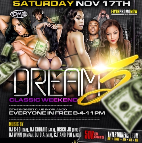 #DP3 Dream Part 3 !!  Saturday November 18th @ Majestic ( 801 n John young Orlando fl )  Ladies to Dance Call (407) 914-1074 and for Tables & Bottles