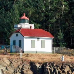 Picturesque 1906 lighthouse near Anacortes, WA. Northwest Schooner Society restoration project.