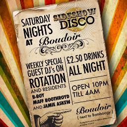 Boudoir is Halifax's newest all night venue for Saturday nights featuring weekly guest Dj's playing all things House Situated in Bamboogy