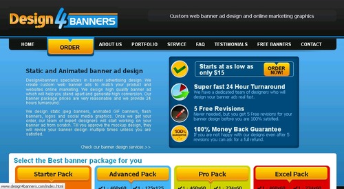 Design4banners is specialized in the field of custom banner design services. We are known for our web banners, flash banner design.