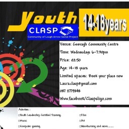 ClaspSligo's profile picture. The Community of Lough Arrow Social Project (CLASP) was founded 1997 Community Development Programme C.D.P.