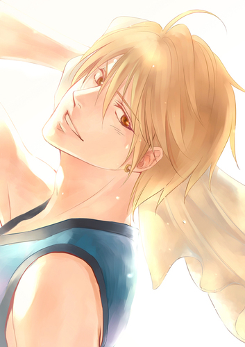 [#KurokoNoTwitter] 16, 77 kg. 1, 89 m. Alero del equipo de baloncesto de Kaijō High, copio todas las tecnícas así, como así, rubio, sexy y cara bonita.