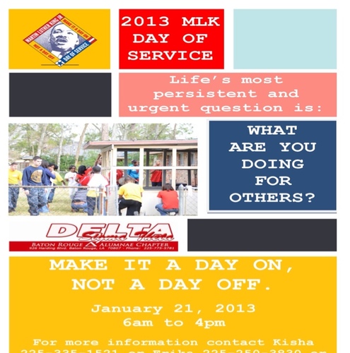 2014 MLK Community Clean Up Project Date: Mon., Jan. 20, 2014 Time: 7:30-12:00 noon Location: 70807 Zip Code