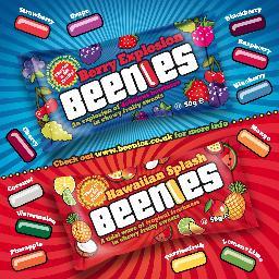 Beenies are a new and delicious jelly bean brand available in 2 mouth-watering varieties – Hawaiian Splash and Berry Explosion.