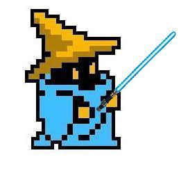 The hooded witch who holds a light-saber.