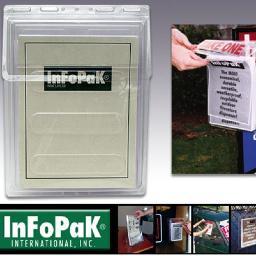 InFoPak Outdoor & Indoor literature boxes, holds up to 225 fliers. Made out of recycled PETE Plastic. inexpensive,weather resistant, ECO made. 100% USA made.