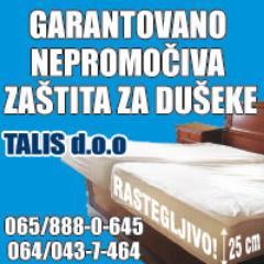 NEPROMOČIVA ZAŠTITA ZA DUŠEKE - VODOODPORNA - NEPROMOČIVA -  PAMUK I PVC NANOS - PRANJE NA 60° - DUGOTRAJNA - TALIS 065/8880645 INFORMACIJE ONLINE WWW.TALIS.RS