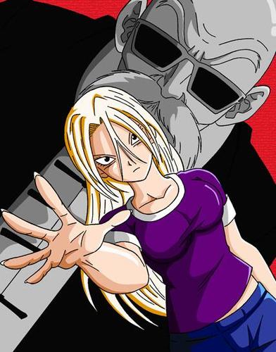 hola, soy marron la hija de @ChicasDBZ y Krillin, mis mejores amigas son @_BraBriefs_ y @Son_pan__ si te metes conmigo saldra mi Androide interior