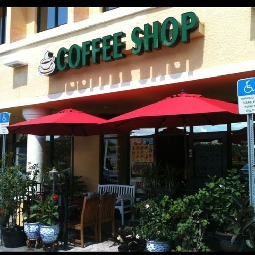 COFFEE SHOP
2869 Wilshire drive 103
32835 FL , Orlando
407-704-7860
Mo-Thursday 10 AM-10PM
Friday             10 AM-10PM
Saturday         10 AM- 8PM