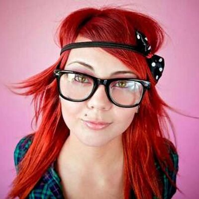 Glasses schoolgirl tugging piercing