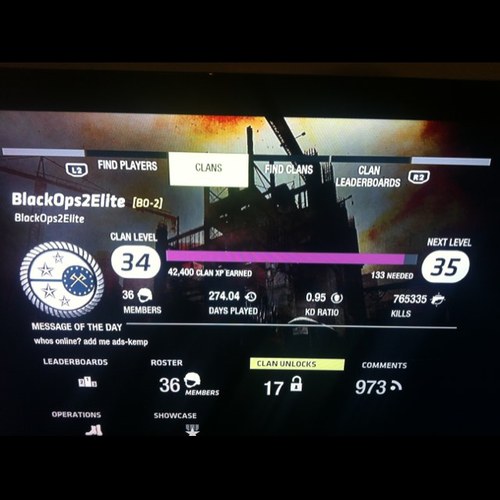 Promoting our PSN online gaming Clan for Black Ops 2.